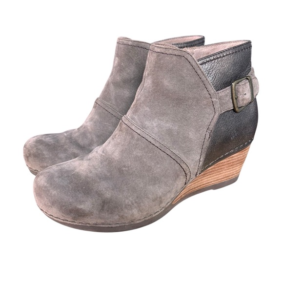 Dansko Shoes - Dansko Shirley Wedge Leather/Suede Ankle Boots in Taupe – Sz 38 (US 8)